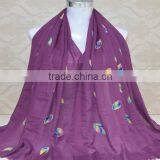 New Style Korea Lady Fashion Cotton 3D Colorful Leaf Embroidery Viscose Shawl thumbnail-5