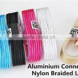 2016 Hot Seling High Quality Alloy Nylon Braided Usb Charging Wire Cable for Ipad Iphone 6 6s 6s Plus 6 Plus