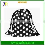 Women Mochila Man Sport Gym Bags Travel Backpack White Dot Printed Drawstring Bag Custom