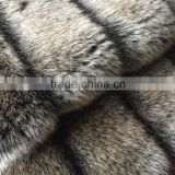 brown stripe pattern fake fur long pile fabric