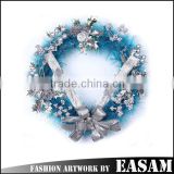 PVC material made blue flower indoor christmas wreaths