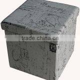 Luxury!! Printing Canvas Foldable Storage Ottoman thumbnail-1