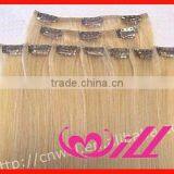 Brazilian Hair Wholesale White Hair Clip In Hair Extension Grade AAA Color Blonde Human Hair Remy Clip In Hair Extensions