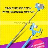 Cable Take Pole Monopod Wired Selfie Stick With Mirror , Selfie Stick Monopod Extendable Handled Holder Remote Shutter thumbnail-5