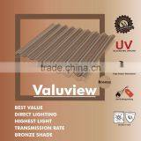 Extruded Color Corrugated Plastic Polycarbonate Roofing Sheet (Valuview Bronze ROMA)