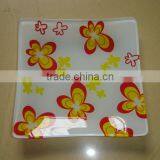 Colorful Flower Printing Glass Square Plate thumbnail-3
