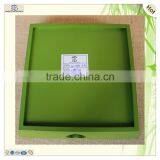 Dark Green Heart Handle Tea Print Wood Tray thumbnail-5