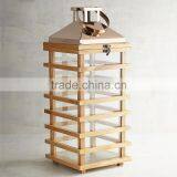 Wood Candle Lantern With Iron Top thumbnail-3