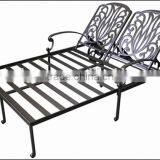 Power Coating Outdoor Antique French Aluminum Double Chaise Lounge With Wheels thumbnail-1