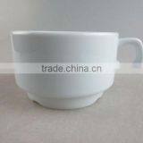 Round Porcelain Stackable White Coffee Cup thumbnail-1