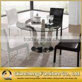 Simple Design Dining Table With Clear Glass Top