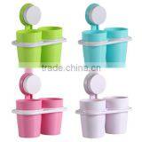 Adhesive Toothbrush Holder With Suckers and Two Cups thumbnail-2