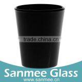 Black Lacquered Original Design Glass Candle Holder thumbnail-1