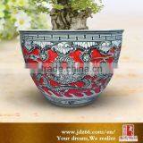 Carved Dragon Design Excellent Quality Red Glazed Red Glazed Large Ceramic Flower Pots thumbnail-1