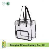 Clear Oversized Tote PVC Vinyl Plastic Large Shopper Shoulder Bag Transparent With Front Clear Zipper Pocket thumbnail-1