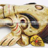 Hand Crafted Wooden Mask of Hindu Lord Ganesh Wall Hanging Made In Nepal thumbnail-3