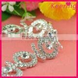 Clear Rhinestone Pearl Chain Dress Costume Trim Silver Fashion Chain WRC-276 thumbnail-1