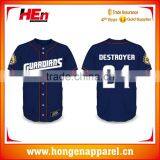 Hongen Apparel Sublimation Custom Baseball Jerseys Bottons Shirt Blue Baseball Shirts thumbnail-1