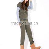 The Spring Of 2015 Khaki Flower Grey Sweater Three Piece Sport Suit HSS9241 thumbnail-2