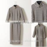 Fashion Design Ladies Houndstooth Dress Slim Fit Stand Collar Bodycon Dress thumbnail-5