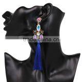 Bohemian Jewelry Rhinestone Gems With Long Colorful Tassel Charms Earrings for Women thumbnail-2