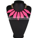 2016 Europe and the United States Multiple Hot Pink Color Arcylic Geometric Pendant Necklace thumbnail-1