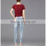 2016 New Fashion Blue Jeans Ms. Slim Female Jeans Female Beggar Hole Stretch Pencil Pants thumbnail-2