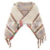 Fashionable Girl Knitting Poncho With Hat Sweater thumbnail-2