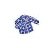 Custom Bule Kids Plaid Shirt With Chest Pocket , Long Sleeve Shirts for Autumn thumbnail-1
