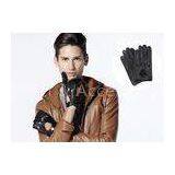 Winter Black Deerskin Leather Driving Gloves for Men with Perforation Holes