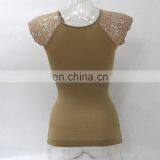2015 Beautiful Seamless Shapers Shoulder Stitching Lace and Butterfly Embroidery Clothing thumbnail-3