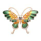 New Trending 2017 Wholesale Gold Plating Colorful Enamel Rhinestone Butterfly Brooch