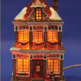 Christmas Church House With LED Lights Coffee Shop Musical Ski Scene With Polyresin Christmas House Decoration thumbnail-3