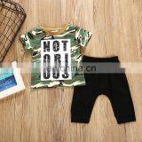 New Fashion Wholesale Baby Sets Camouflage Short T Shirt And Black Pants Kids Girl Boy Outfits thumbnail-1