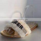 New 2021 Summer Winter Women Slippers Fashion Metal Bling Slides Fur Fringe Flat Slides Ladies Shoes thumbnail-7