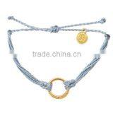 Fashion Gray String Cross Bracelet Connected Gold Ring for Girl thumbnail-1