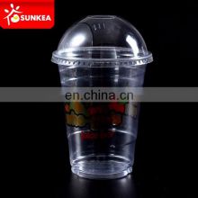 Disposable Plastic Smoothie Cups with Lids Logo Printed Clear 12oz Pet Beverage Single Wall