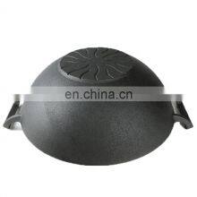 Big Size Camping Pot With Wood Lid Chinese Cast Iron Woks Pan thumbnail-2