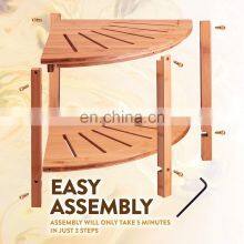Bamboo Corner Bench Wood Spa Stool Bench With Storage Shelf for Bathroom Organization Perfect For Indoor Outdoor thumbnail-2