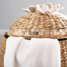 European Style Natural Water Hyacinth Cactus Hamper Laundry Storage Basket With Lid Best Price Vietnam Supplier thumbnail-4