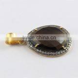 Prong Setting Smoky Quartz & CZ Silver Jewelry, Handmade Silver Jewelry, Wholesale Silver Jewelry thumbnail-4