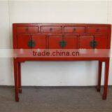 Chinese Style Antique Furniture Wood Red Wall Console Table thumbnail-1