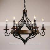 Vintage Style Industrial Candle Lamp With Wooden 6 Lights for Home Decor China Supplier thumbnail-1