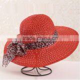 QXSH0055D Red Strip Straw Beach Hat for Women Fedora thumbnail-1