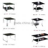 Small Double Layers Glass Top Coffee Table thumbnail-1