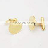 Round Personalized 316L Stainless Steel 18k Gold Plating Plain Custom Engrave Gold Cufflink Blank thumbnail-6