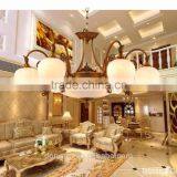 Marble Classical Full Copper Luxury Decorative Light Hotel Chandelier For High Ceiling 5 Heads 608-5H thumbnail-3