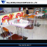 Acrylic Solid Surface Korean Style dining table with 4 Chairs