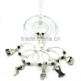 Party girl's wine glass charms set with 25mm Loop Diameter, OEM Orders are Welcome