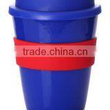 Eco-friendly 12OZ Double Wall Plastic Coffee Cup With Silicon Heat Band thumbnail-3